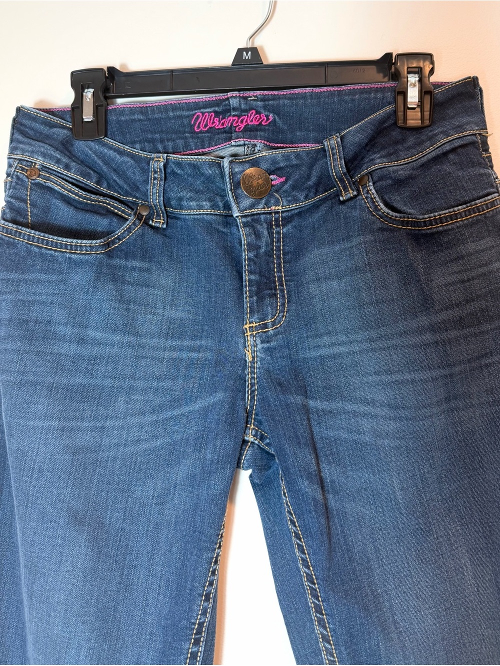Wrangler Premium Patch Mae Bootcut Jeans Embroidered Pockets Size 7/8 x 36 - Picture 2 of 11